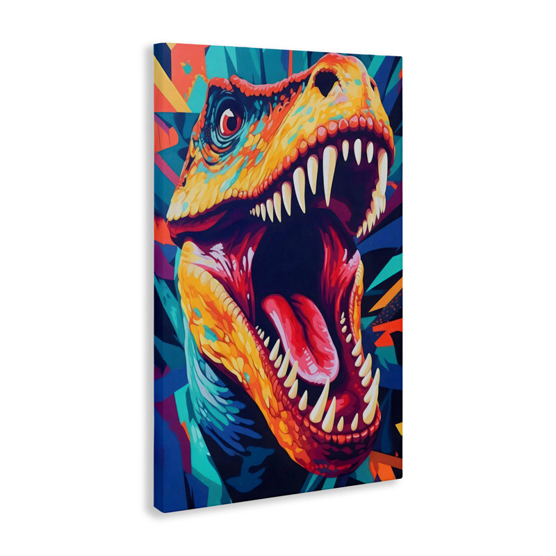 Toile Pop Style Raptor Dino, design par Creative Studio, H 36 po x l 24 po