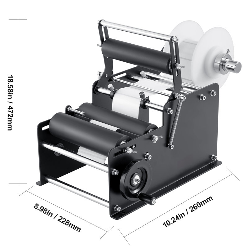 Manual Round Labeling Machine, 15-20pcs/min, Bottle Label Applicator for Round Bottles, Adjustable Manual Round Bottle Labeler Suitable for Bottle Diameter 1.98-11.99 cm (with Pressing Bar)