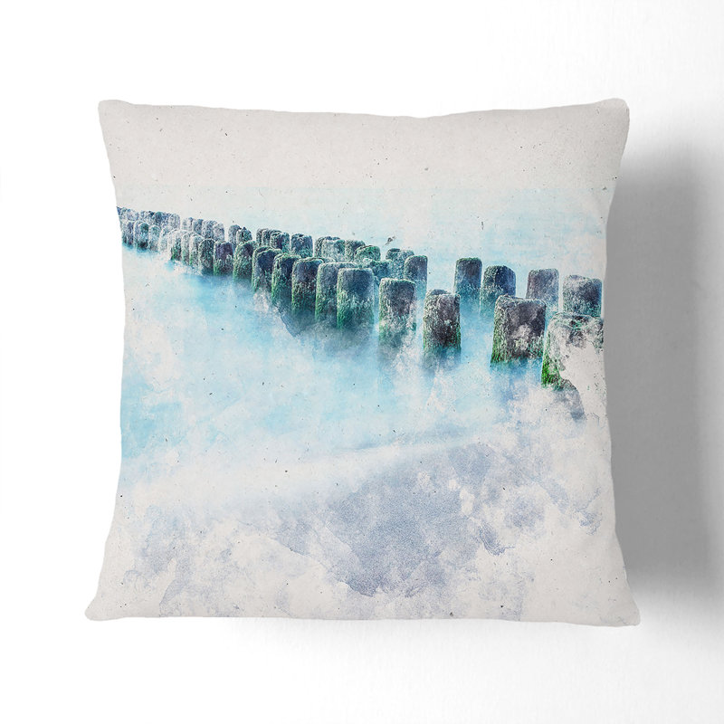 Breakwater Within an Endless Sea Cushion with Filling, 40cm H x 40cm W x 15cm D, Stone