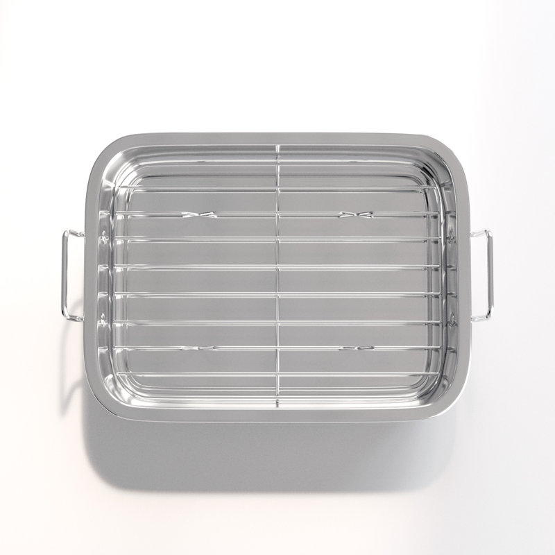 Stainless Steel Roasting Tray in Mirror Finish, Silver White
