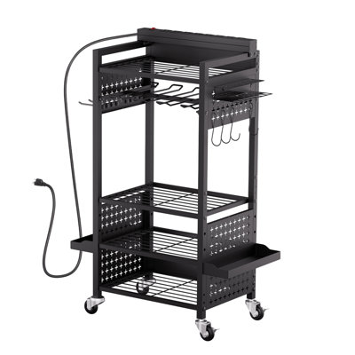 5-tier Tool Organizer Cart with Charging Station Garage Cart on Wheels