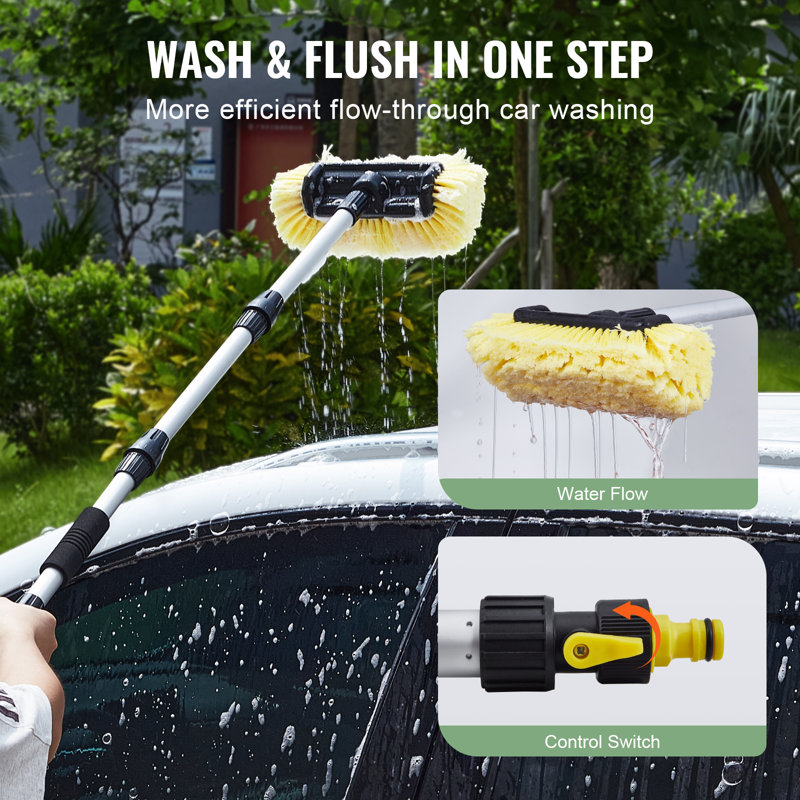 Brosse de lavage de voiture 66,7 pouces avec brosse à poils en PVC souple de 12 po