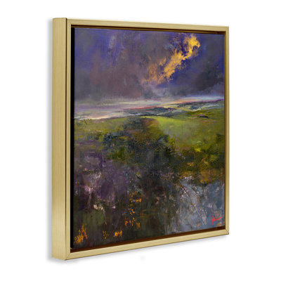 «Gilded Landscape», art mural encadré flottant abstrait par Patrick Dennis