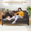 Modern 148cm Teddy 2-Seater Sofa with Square Armrests and Two Throw Pillows-1803558456