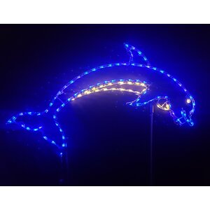 Dolphin Outline Nautical Holiday Lighted Display