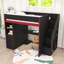 Lit mezzanine double avec bureau, garde-robe, tablettes et bande lumineuse à DEL-1700707904