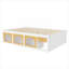 Lit plateforme avec rangement et panneau de rangement en MDF blanc pur avec bibliothèque intégrée à DEL et tiroir pour la chambre à coucher-129423119