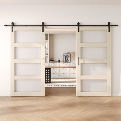 Portes de grange non assemblées et finies en verre à double vitrage de 36 po x 80 po Homquer Tinsmith