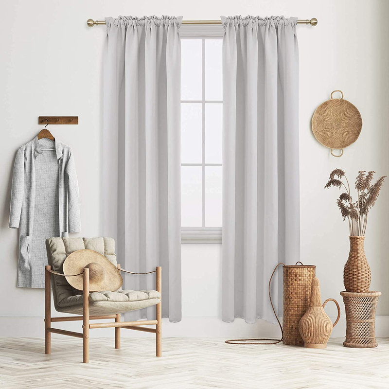 Peniste Room Darkening Curtain Pair, 52" W x 84" L, Grayish White