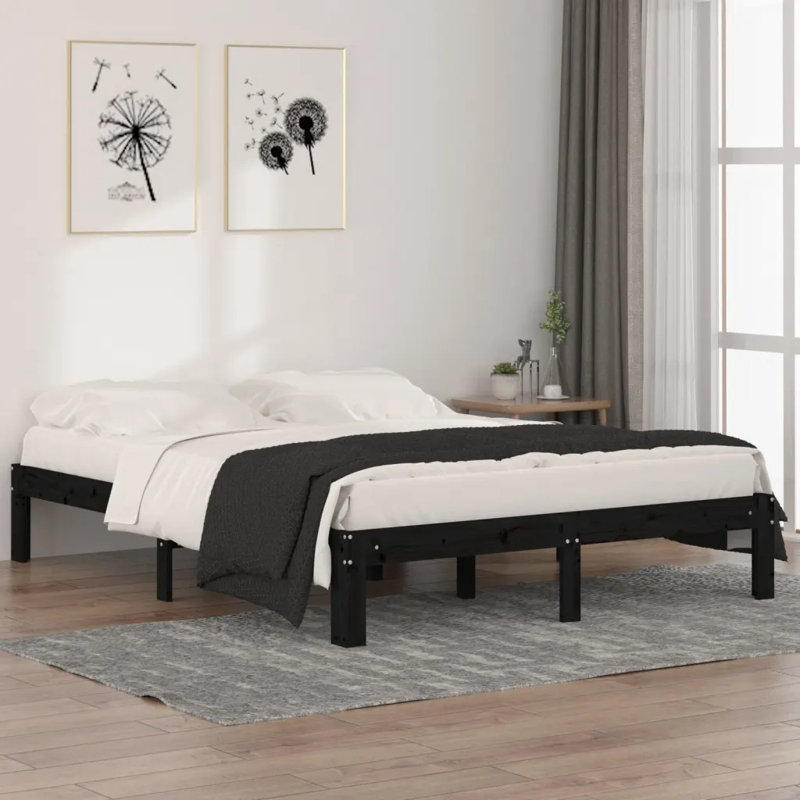 Bed Frame Solid Wood, Kingsize (5'), White