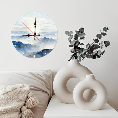 Horloge murale ronde en bois 10 po, mouvement à quartz silencieux, imprimé UV, à piles