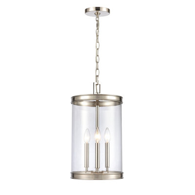 Luminaire suspendu à 3 lumières de 10,25 po Mendoza - nickel poli