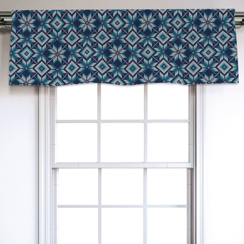 Sateen Geometric Ruffled Window Valance