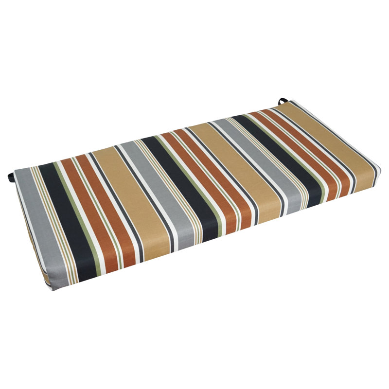 Coussin de causeuse d'extérieur, L 42 po x P 19 po, Brun / noir / grès Bella rayé