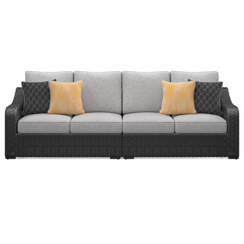 Canapé modulaire d'extérieur 4 places 2 pièces, 4 coussins, coussins gris Tira