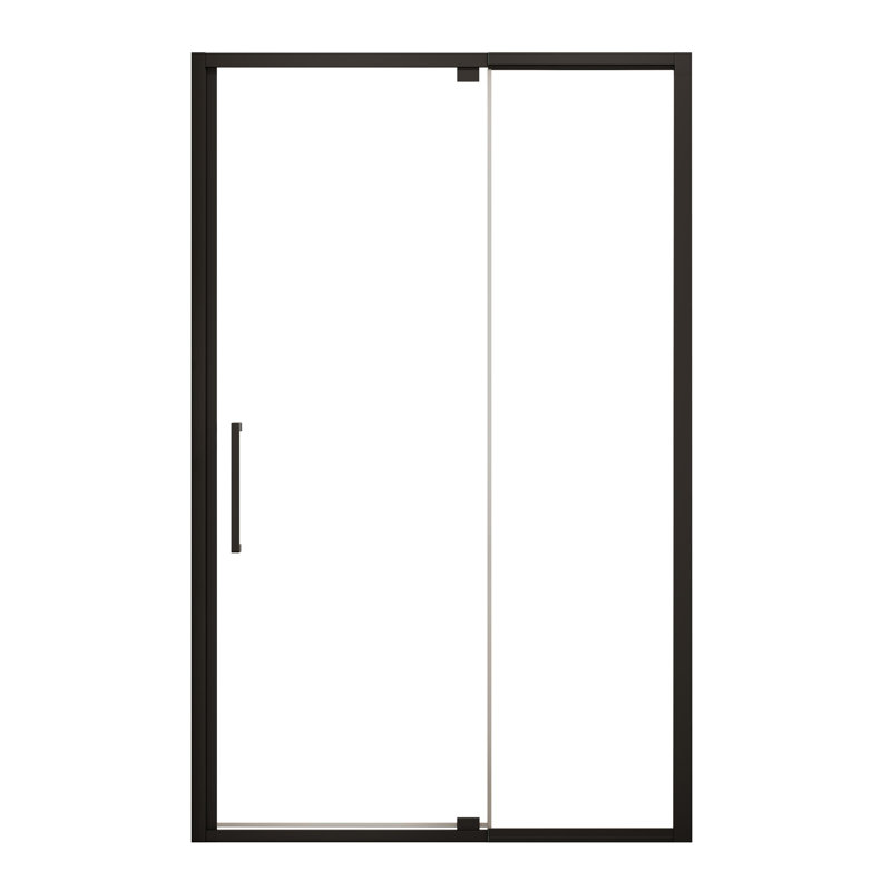 44-48" W X 72" H Scalable Adjustable Frame Shower Door With 1/4"(6Mm) Clear SGCC Tempered Glass,Transparent Safety Film For Glass,Aluminium Alloy Matte Black Finish ,Reversible Installation