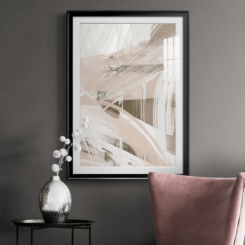 «Earthtone Swipe II», reproduction encadrée de qualité supérieure - prête à être accrochée, Cadre noir