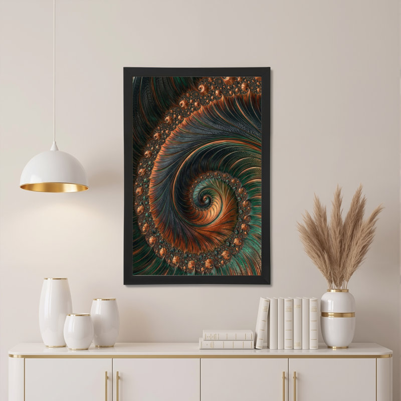 Ensemble de 1 tableau mural abstrait en spirale fractale, H 24 po x l 16 po