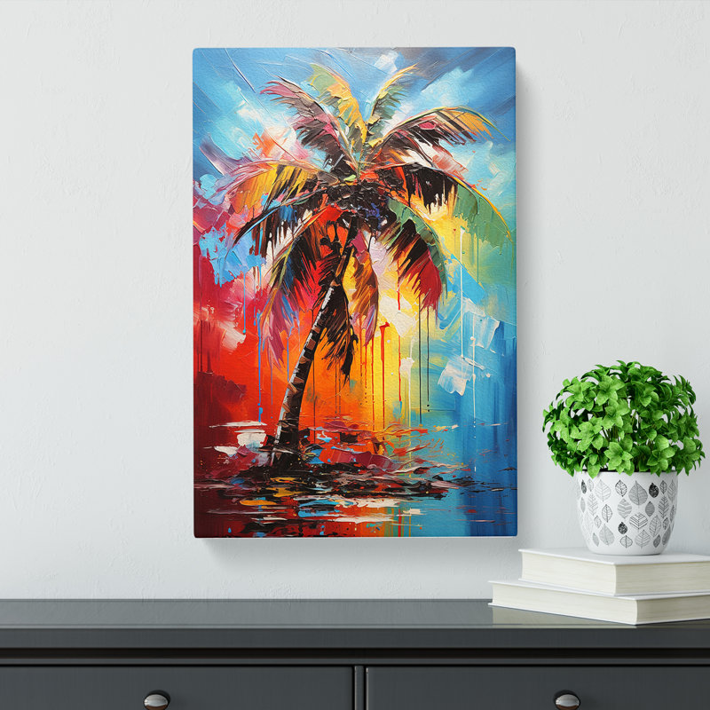 Palm Tree Expressionism No.3 - Wrapped Canvas, 50cm H x 35cm W x 3cm D