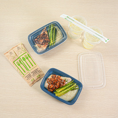 Restaurantware-Asporto 16 Ounce Take Out Containers, 100 Food Containers With Lids - Microwavable, Disposable, Midnight Blue Plastic To Go Food Containers, No BPA, For Take Out And Delivery