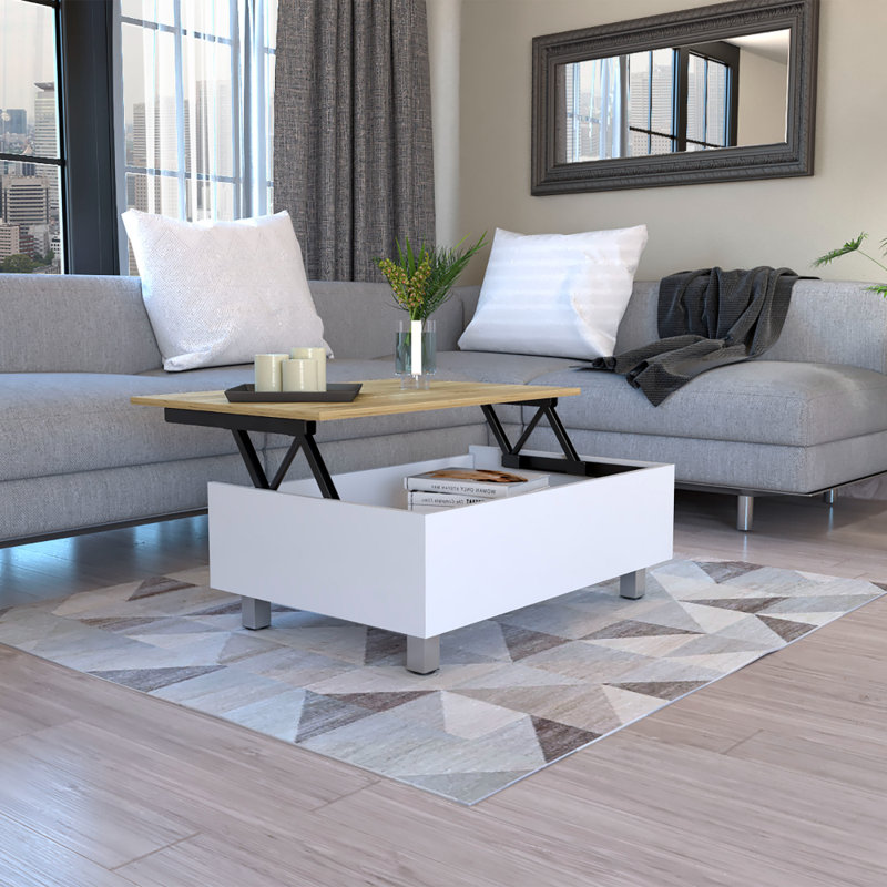 Coffee Table, White/Light Oak