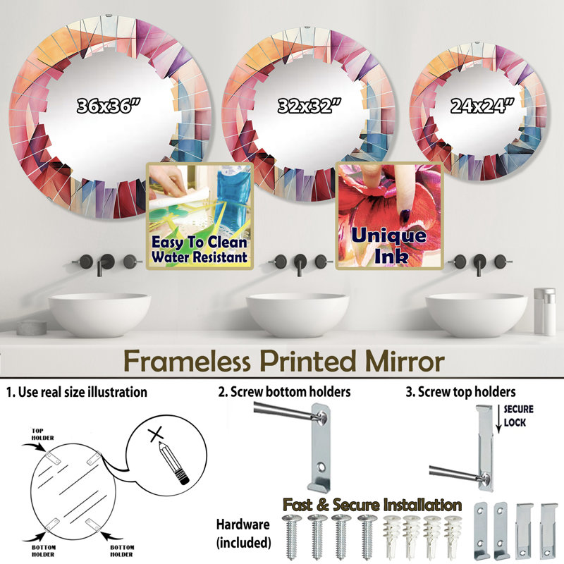 Miroir mural Harwin, 24 po x 24 po