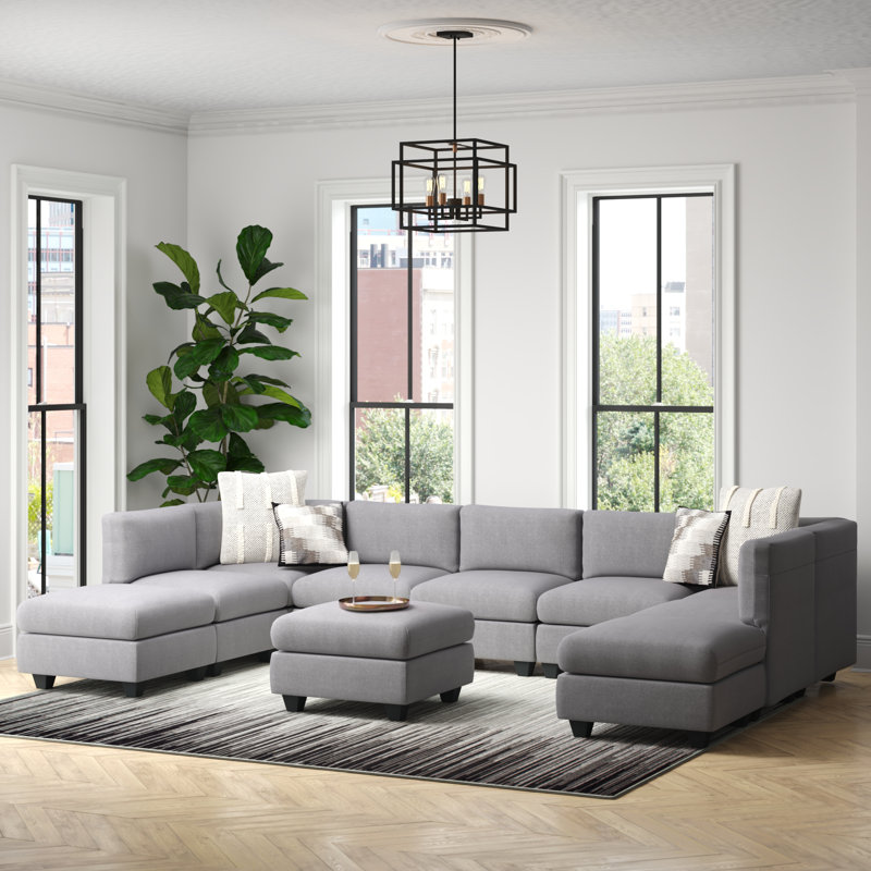 Roehl Upholstered U-Shaped Sectional Reversible, Gray 
