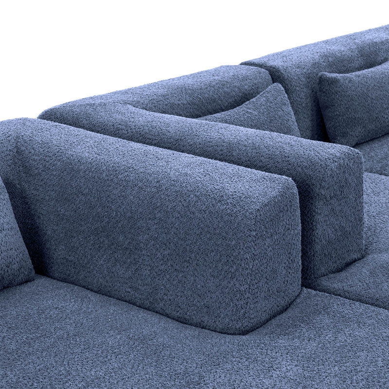 144" Long Upholstered Boneless XL Sofa, Blue