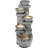 33" Modern 4-Tier Water Fountain with LED Lights, Resin Pebble Tabletop Cascading Waterfall Decor, Weather-Resistant Outdoor Feature