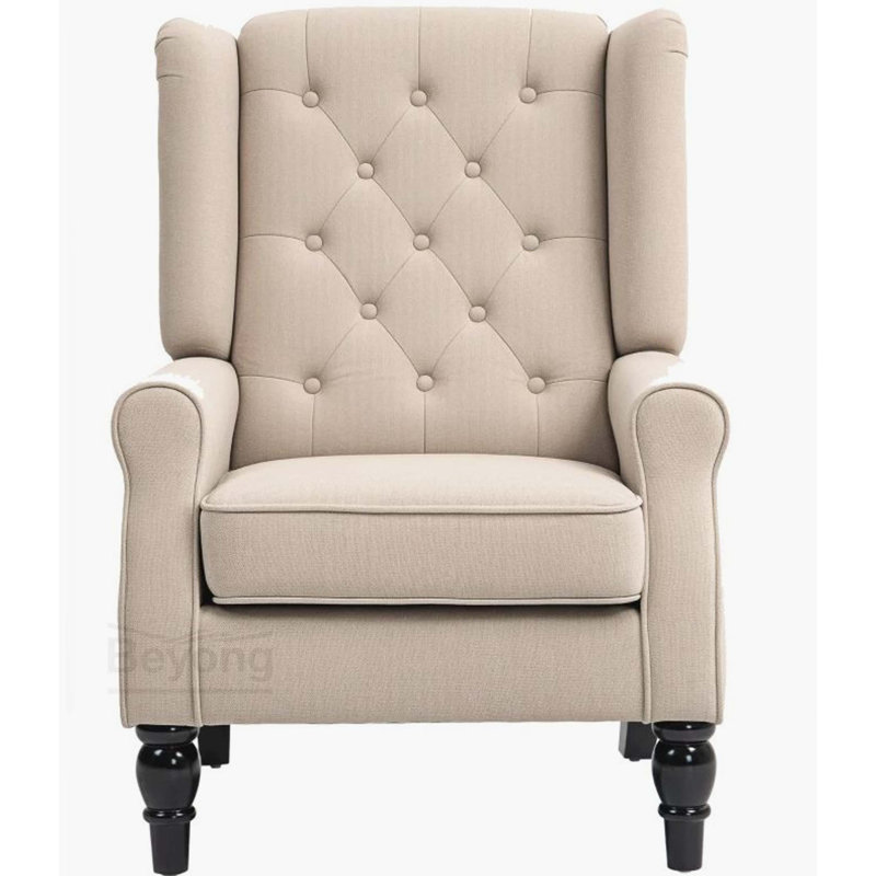 Chaise longue capitonnée à boutons, beige