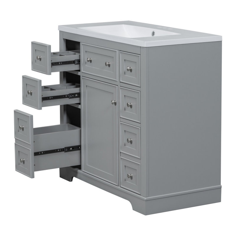 Meuble-lavabo 36 po avec lavabo, Gris