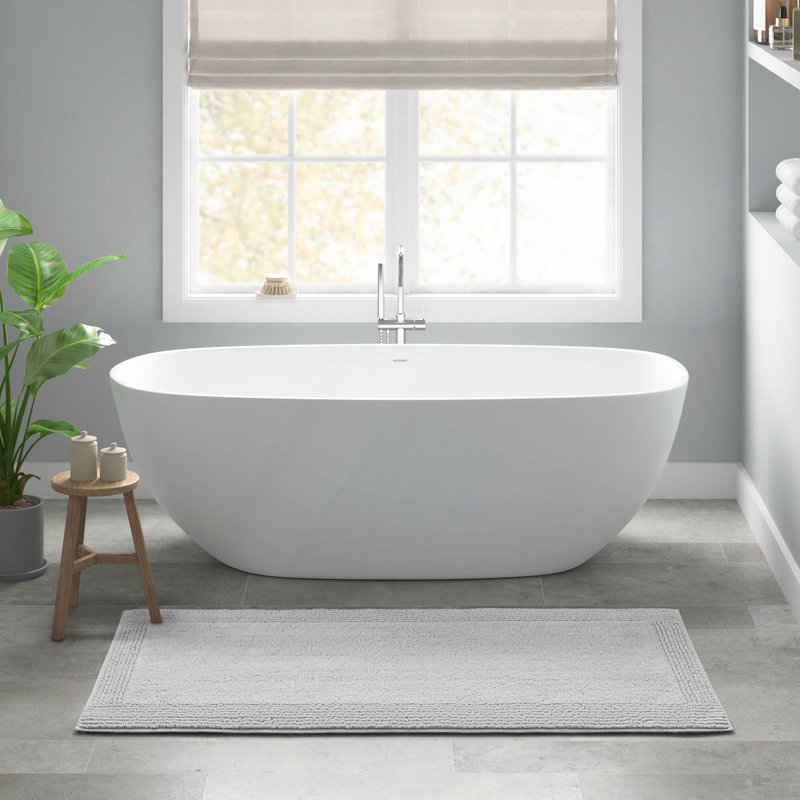 1 tapis de salle de bain réversible 100% coton 3000 g / m² touffeté 3000 g / m², Gris clair, Simple - L 30 po x l 20 po