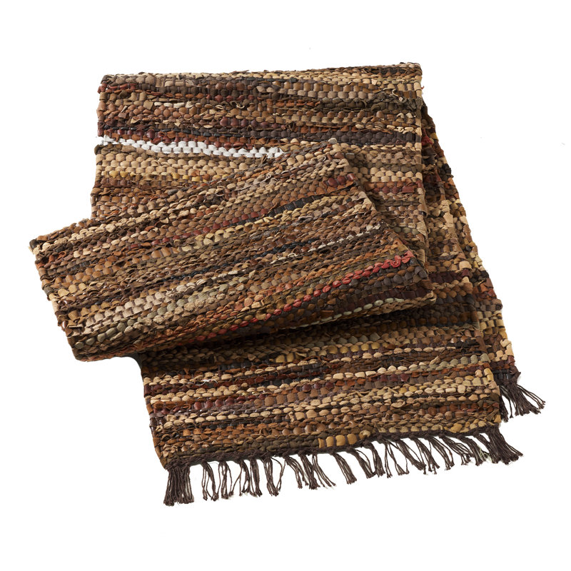 Tucson Hand Woven Leather Table Runner, 18x96in