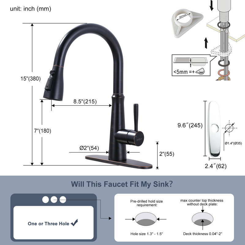 Pull Down Single Handle Kitchen Faucet with Advanced Spray, Oil Rubbed Bronze