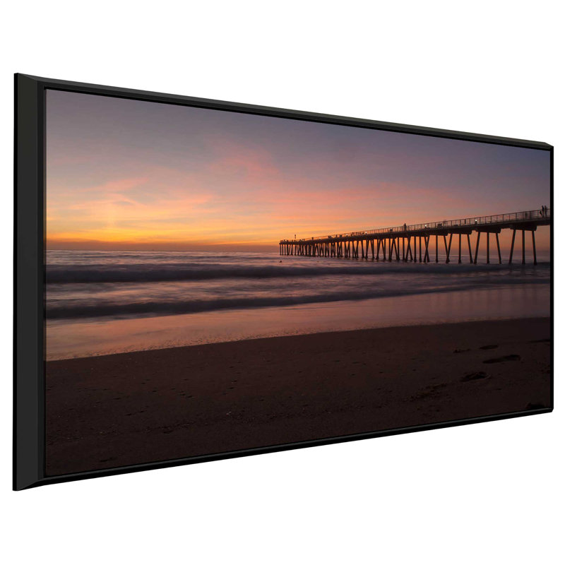 «Sunset Pacific Pier I», reproduction de photo, H 39,5 po x l 63,5 po x P 2 po, Cadre flottant noir