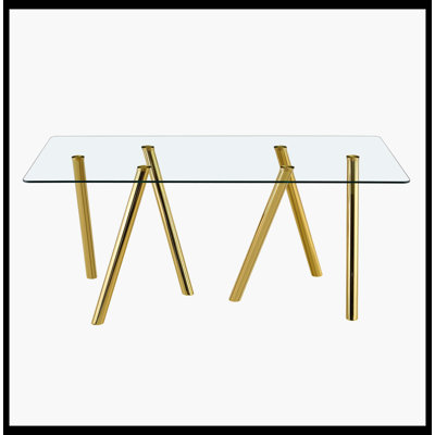 71-Inch Tempered Glass Dining Table With Durable Metal Legs