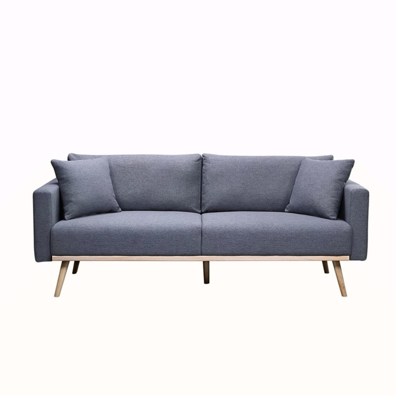 Canapé en tissu de lin gris foncé 75 po avec ports de chargement USB, Gris foncé