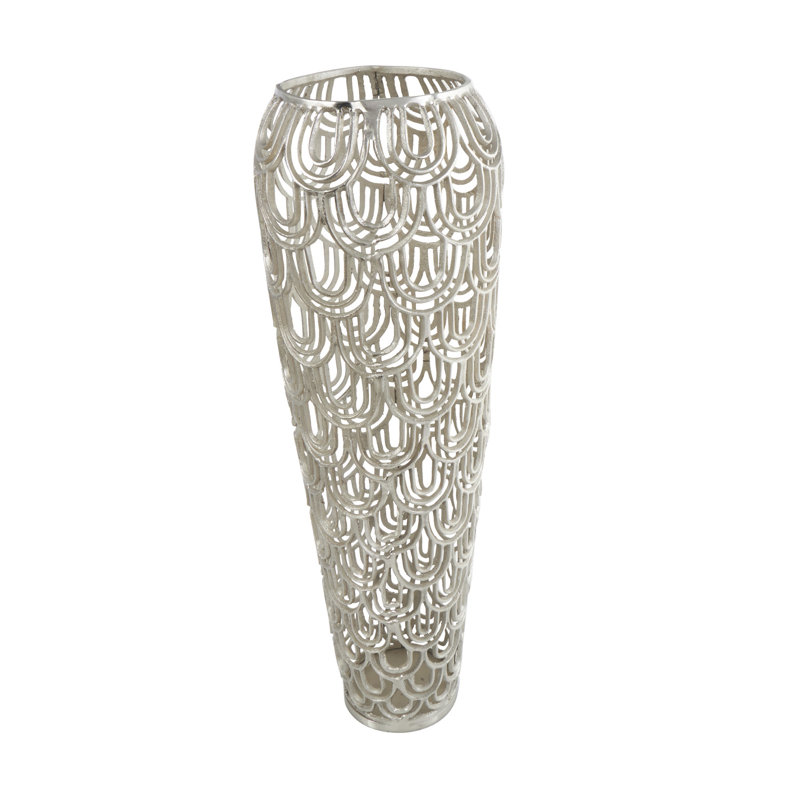 Gathel Arched Geometric Floor Vase, 34.8" H x 11.3" W x 11.3" D, Silver