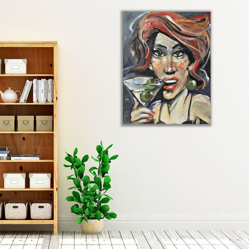 «Woman With Martini», reproduction d'art sur toile, H 30 po x l 24 po