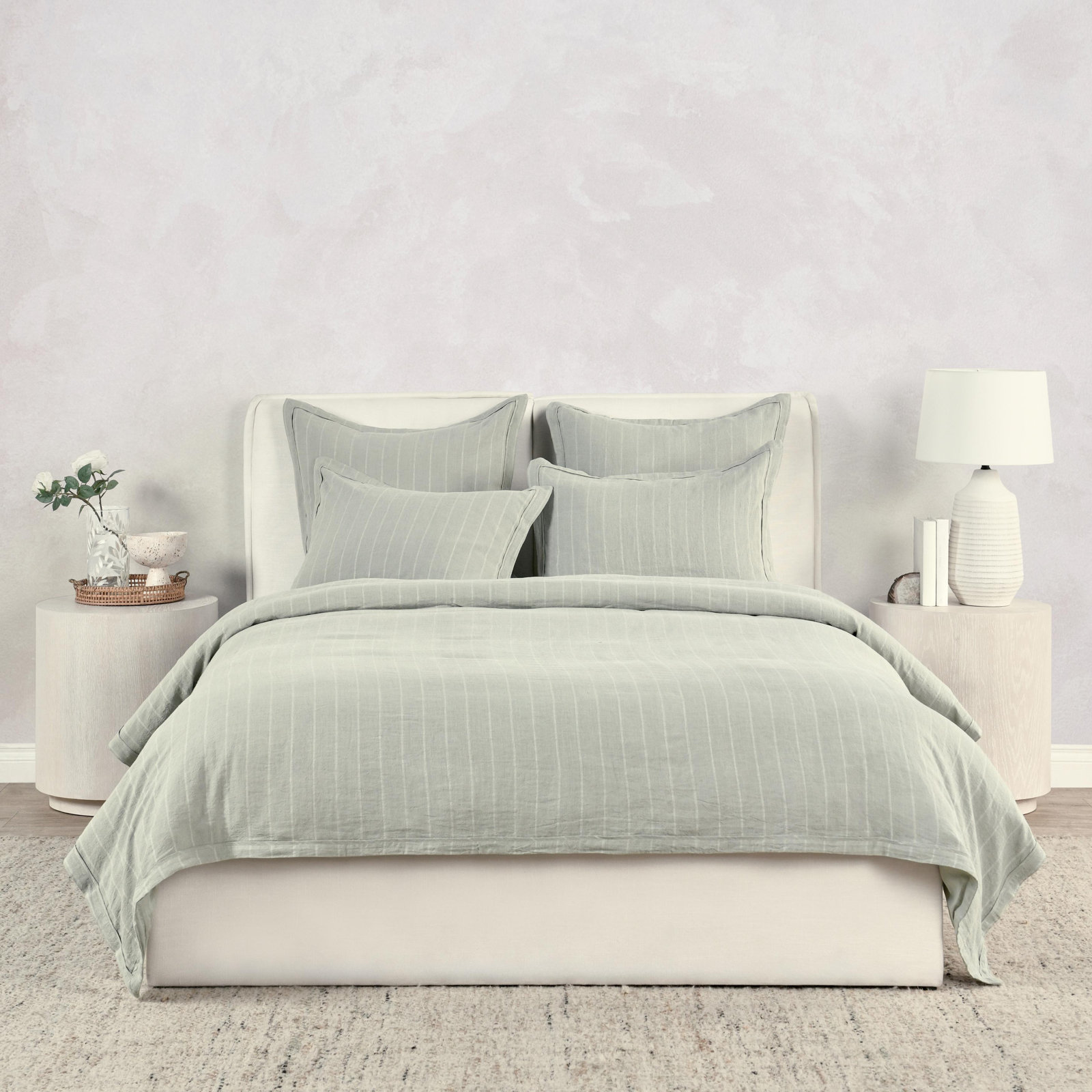 Tasmin Linen Duvet Cover, King Duvet Cover, Sage Green