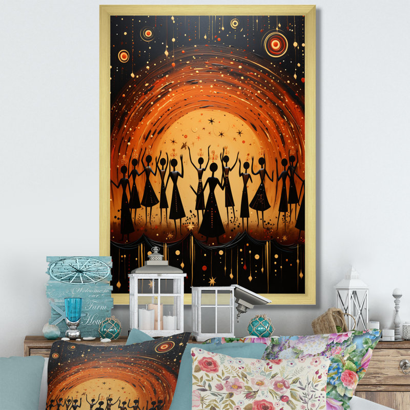 «Folk Religion Sacred Ritual II», reproduction sur toile, H 32 po x l 16 po x P 1 po, Encadrement doré