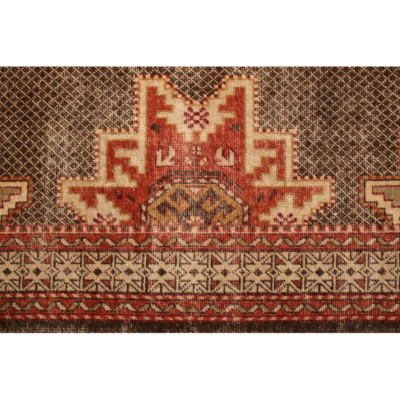 Distressed Classic Beige Brown Red Rug Medallion Pattern, Rectangle 10' x 14'