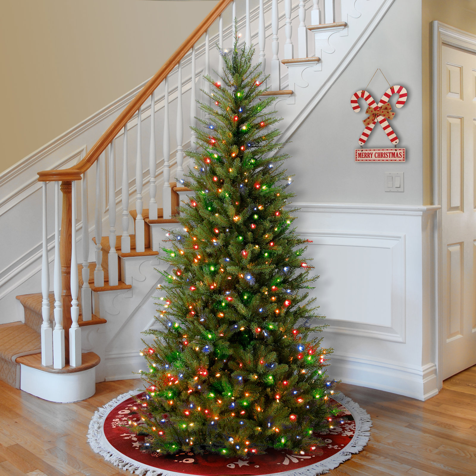 Pre-Lit Fir Christmas Tree, 7.5', Multicolored