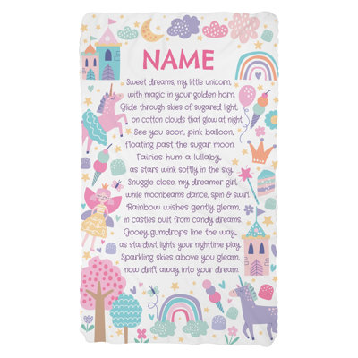 Couverture pour bébé Licorne personnalisée - couverture en molleton licorne Sweet Dreams pour filles - couverture pastel personnalisée, couverture en microfibre moelleuse pour tout-petit, cadeau pour enfant (33,5 po x 55,5 po)