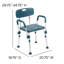 Jane 300 Lb. Chaise de douche à dossier et accoudoirs à capacité rapide