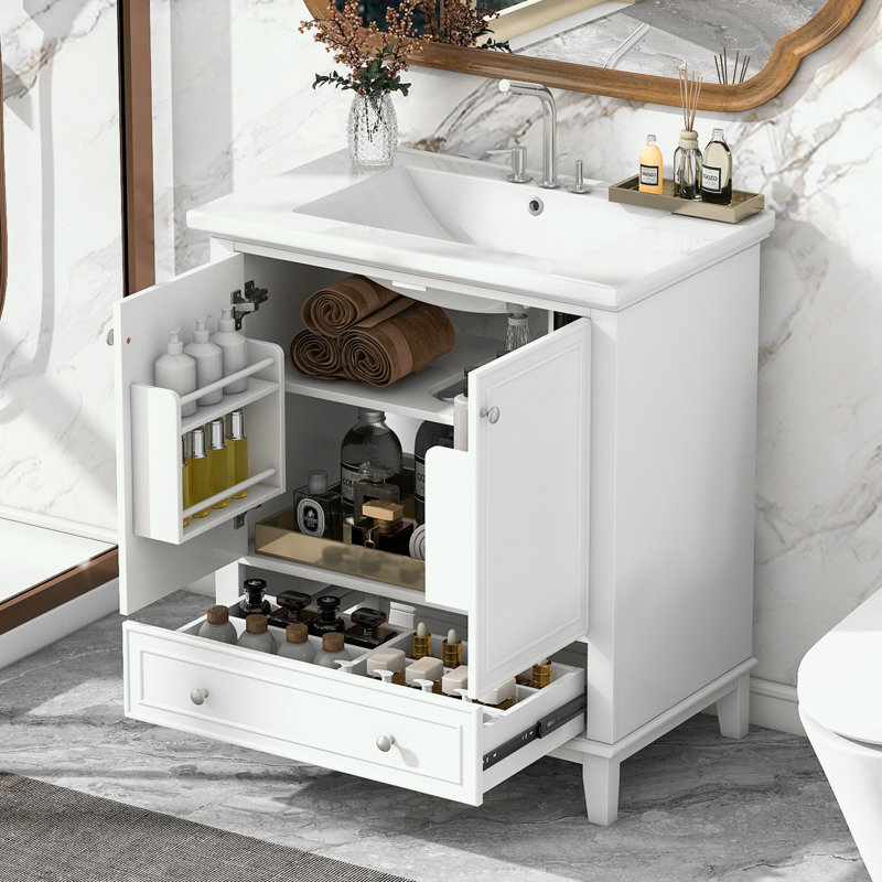 Rangement pour salle de bain Berdyne, Blanc / Blanc