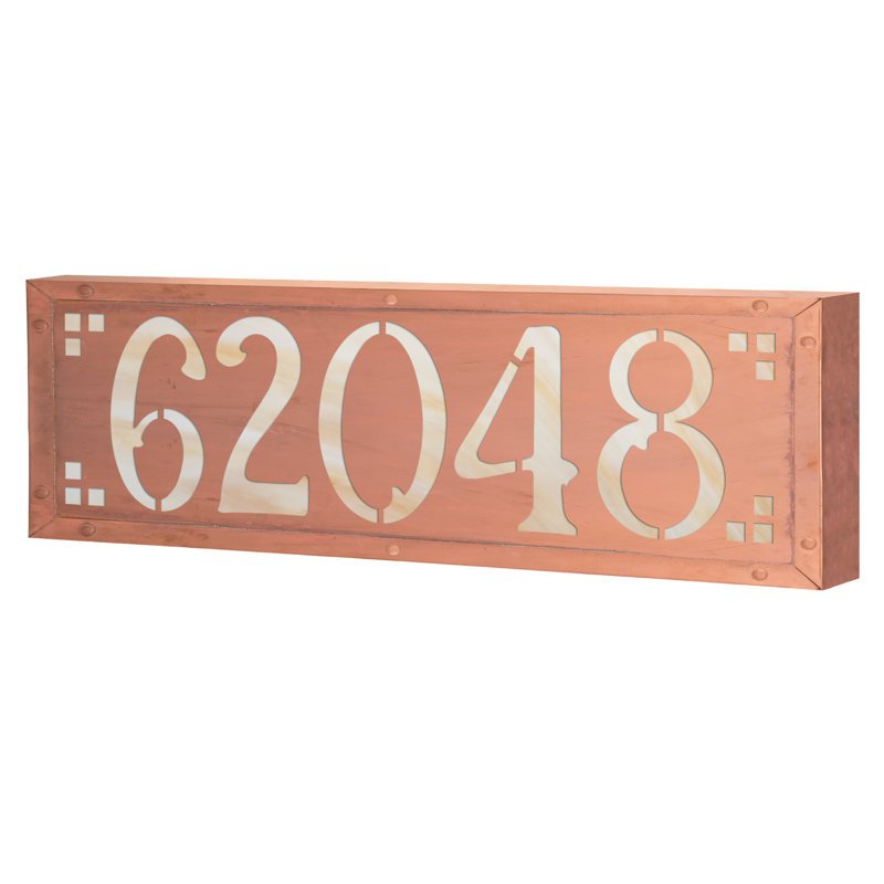 Plaque d'adresse murale personnalisable 120 V pour 5 numéros, Vieux sou / jaune
