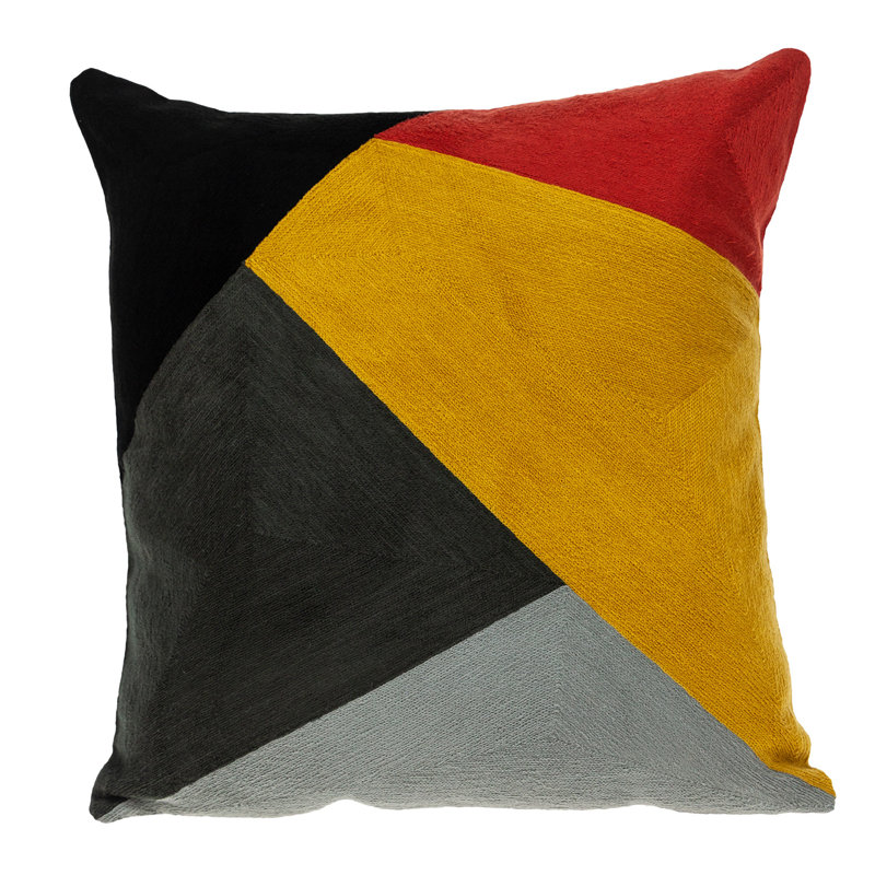 Coussin décoratif à fermeture à glissière géométrique 100% coton jaune moutarde et noir 20 po x 20 po