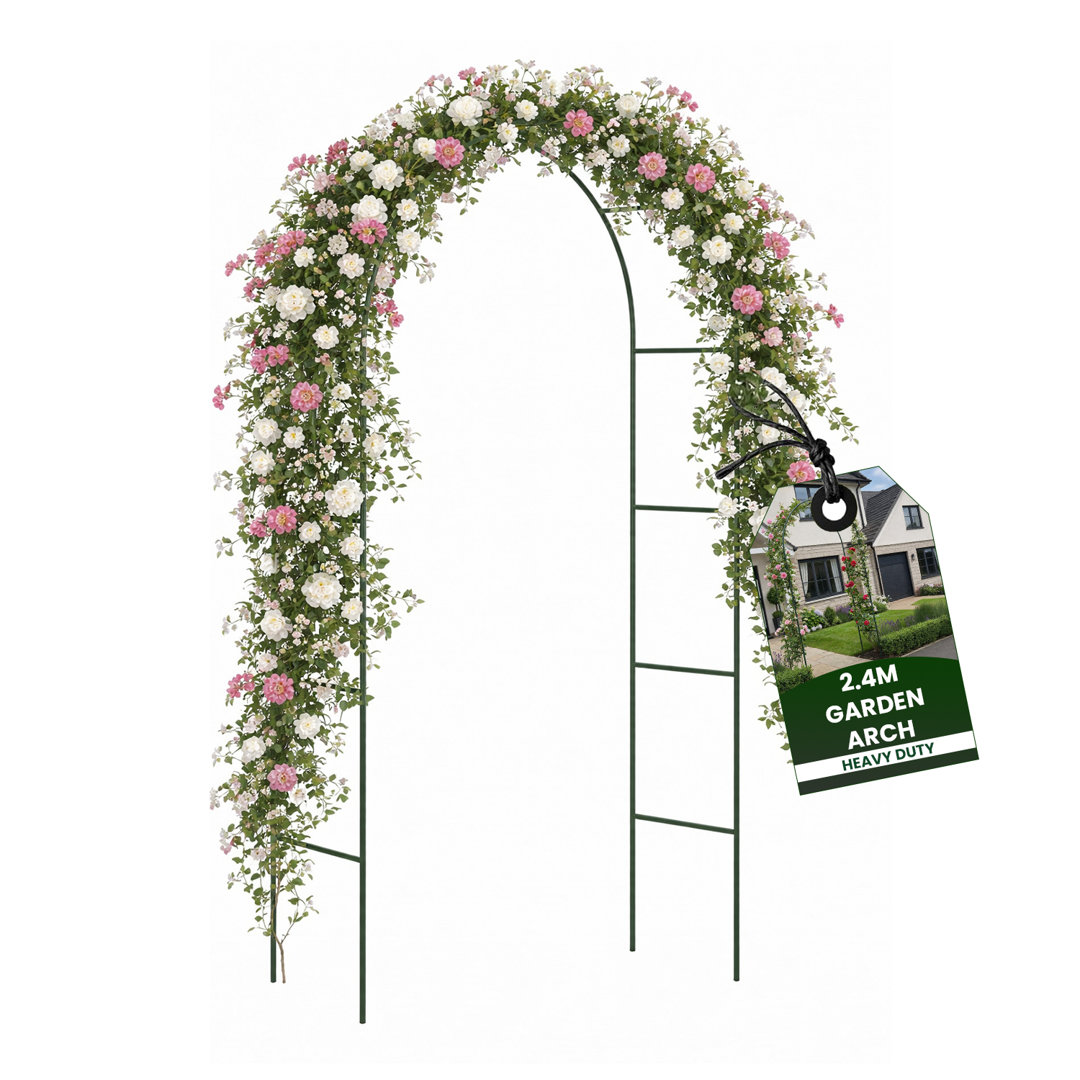 38cm W x 140cm D Metal Arbour in Green