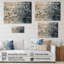 Bleu et gris, laissez sur branche I - feuilles, art mural sur bois de pin naturel-101402672